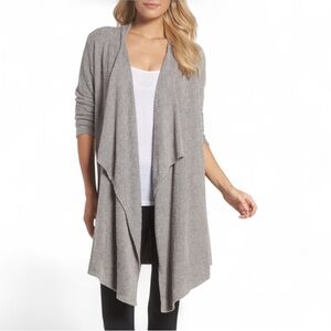 Barefoot Dreams Cozychic Lite Open Front Cardigan Pewter L/XL